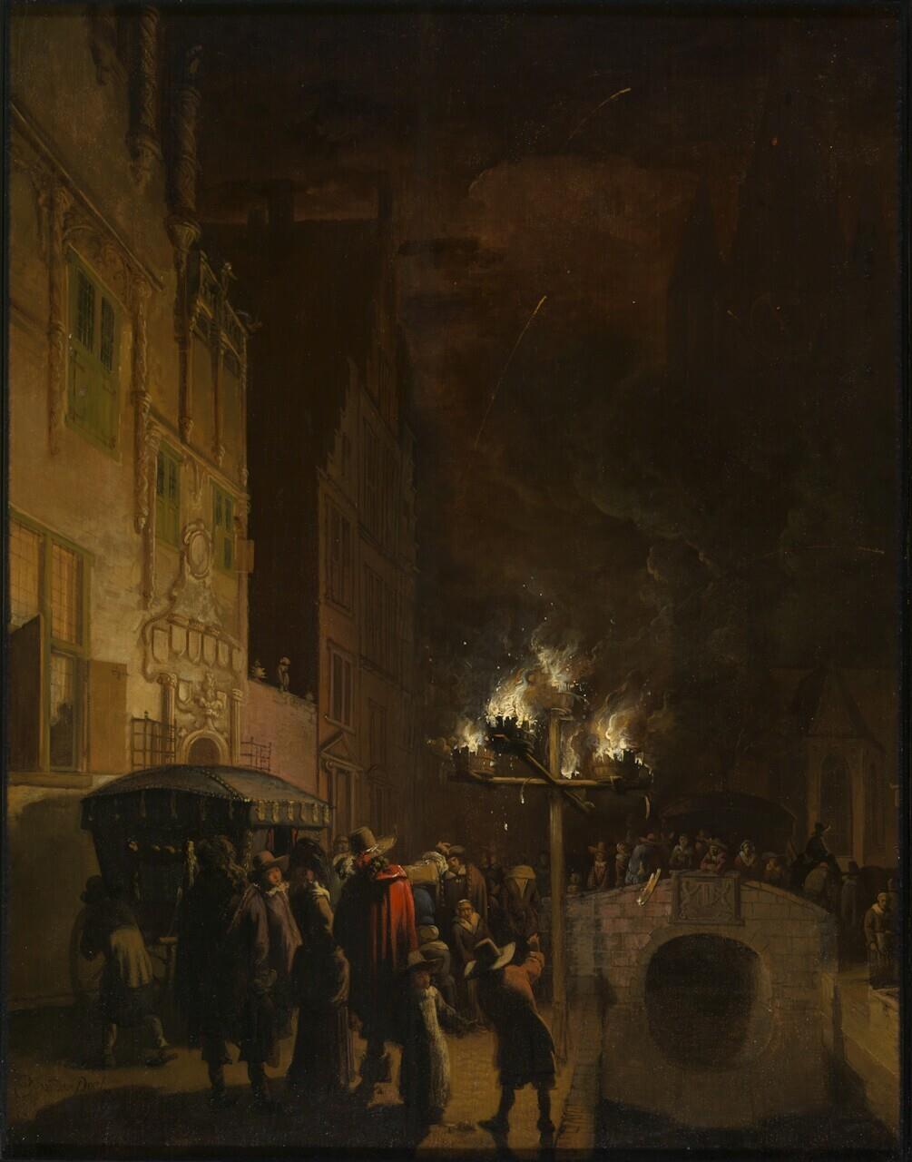 Feest op de Oude Delft schilderij